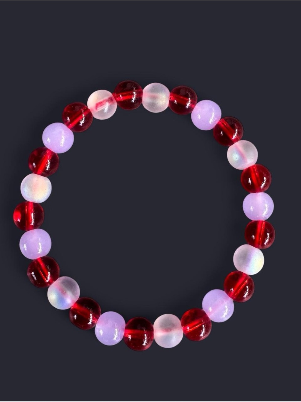 Red Twilight Glass Bead Bracelet